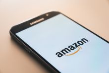 mobile phone with Amazon logo