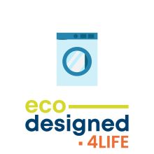 Ecodesigned4Life logo and tumble dryer