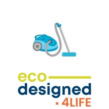 Ecodesigned4Life logo and vacuum cleaner