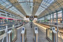 Train station-view of platform from the gate