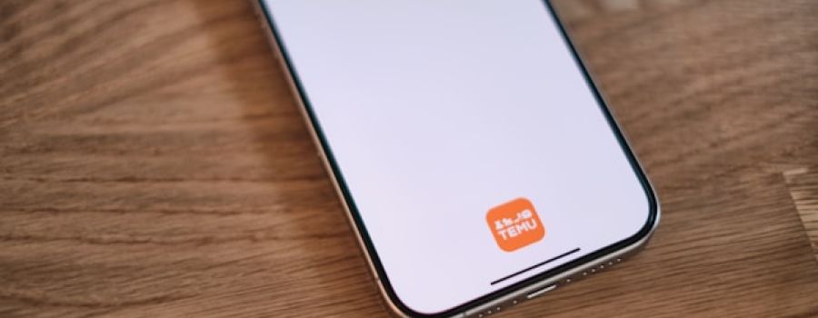 Mobile phone with Temu App on screen